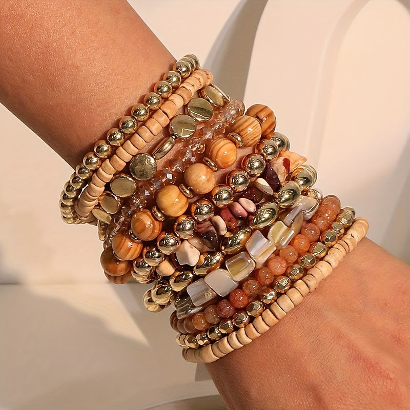 12pcs/set Boho Beach Bracelet Set European And American Fashion Handmade Bracelet Set For Women