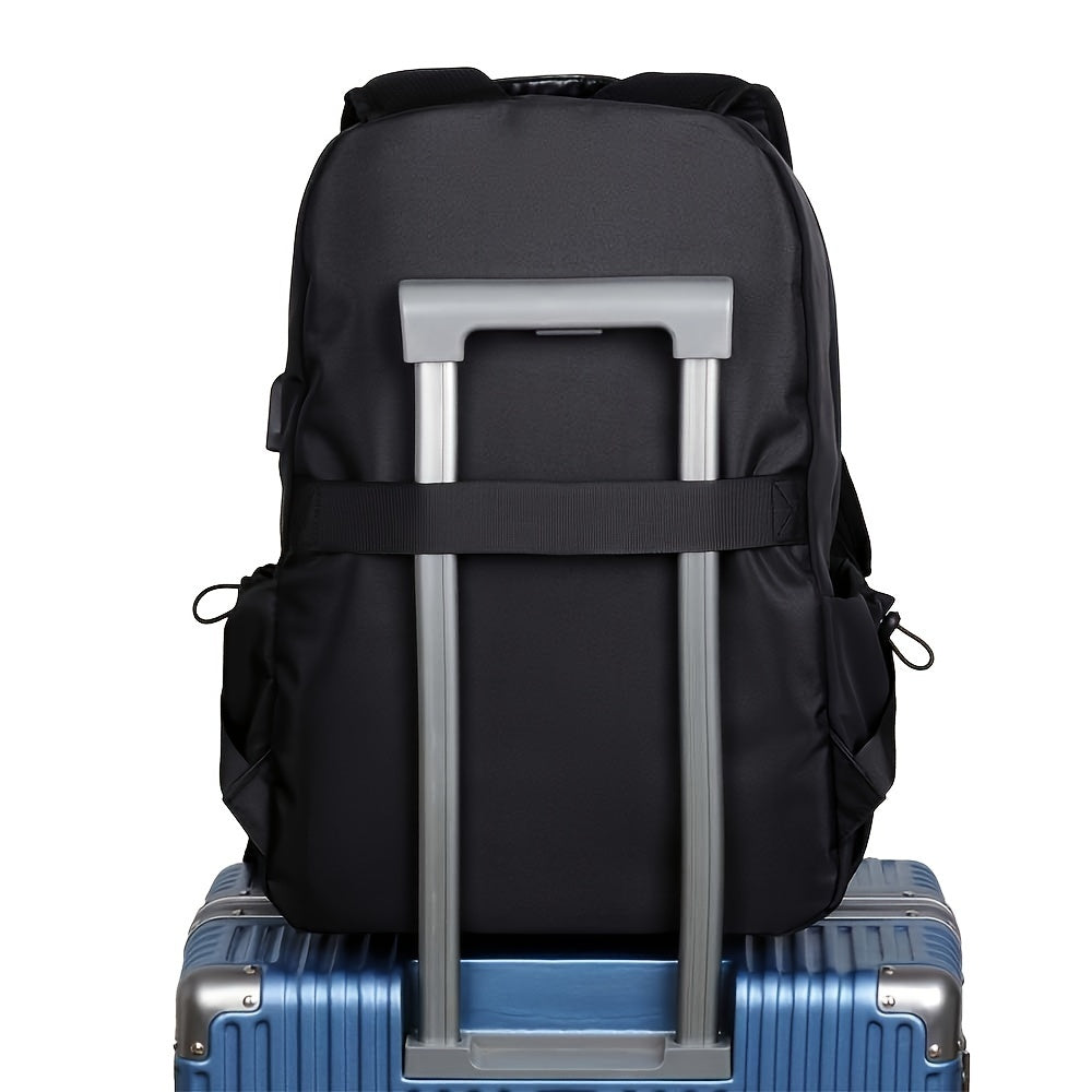 Waterproof Oxford Casual Backpack, Stylish Solid Color, Simple Multifunctional Daypack with Large Capacity, Zippered Design, Adjustable Shoulder Straps, Polyester Lined
