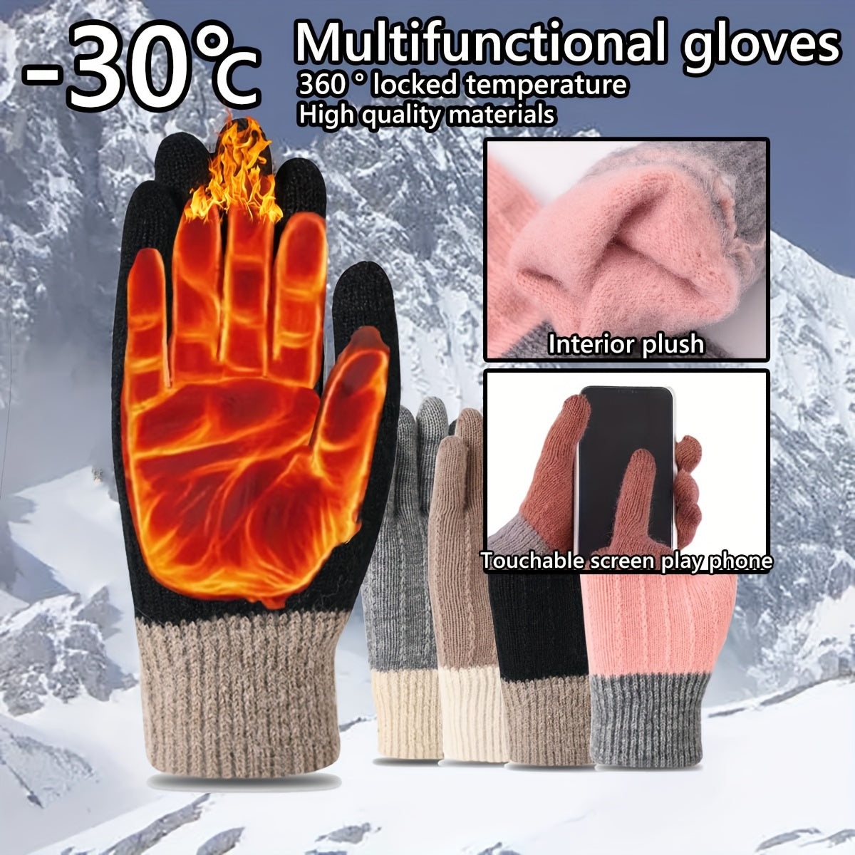 Women's Knitted Anti Slip Breathable Gloves for Touch Screen, Driving, Bicycle, Sports, Outdoor
