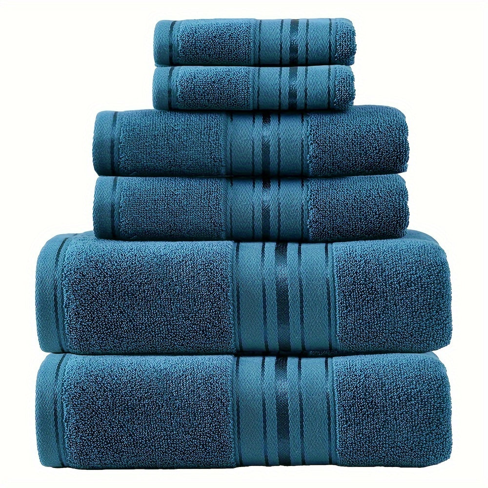 Luxury 6pcs Cotton Towel Set for Hotel Use - Includes 2 Square Towels, 2 Bath Towels, and 2 Bath Towels, Woven Fabric, 450 GSM, Soft, Skin-Friendly, Super Absorbent, Ideal for Bathrooms, Hotels, SPA