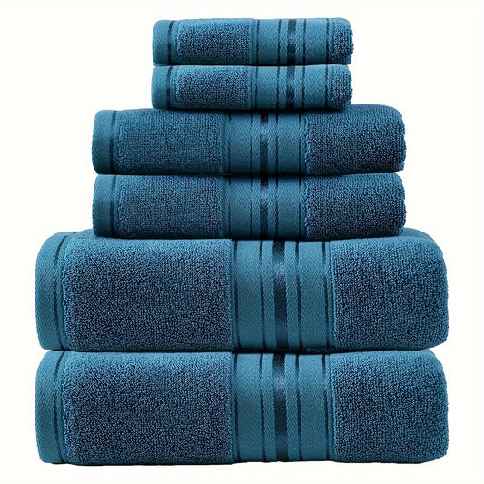 Luxury 6pcs Cotton Towel Set for Hotel Use - Includes 2 Square Towels, 2 Bath Towels, and 2 Bath Towels, Woven Fabric, 450 GSM, Soft, Skin-Friendly, Super Absorbent, Ideal for Bathrooms, Hotels, SPA