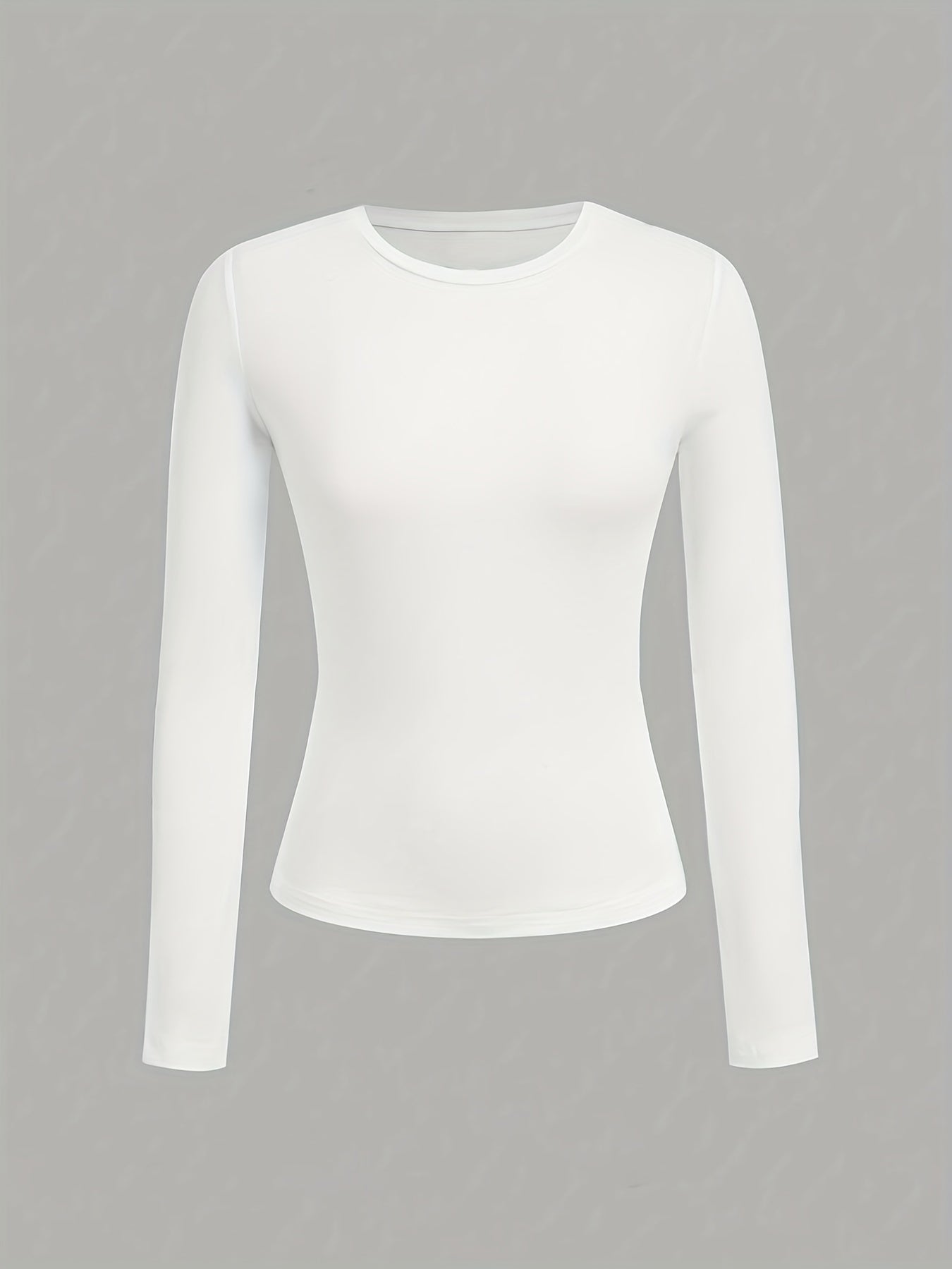 Women's Crew Neck Long Sleeve T-Shirt Set - 3 Pack Solid Color Polyester Knit Tops with Stretch (95% Polyester, 5% Elastane), Shapely Casual Style, Regular Length, for Fall/Winter - Young Fashion Essentials