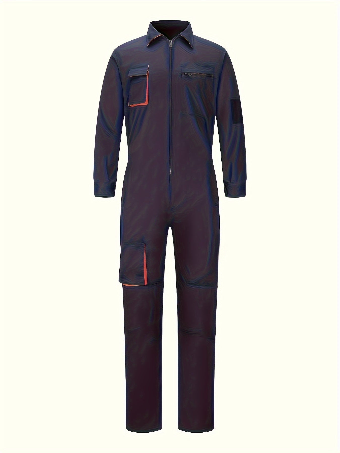 Durable Fashionable Men's Solid Work Overalls with Multi Pockets, Casual Jumpsuit for Outdoor Work