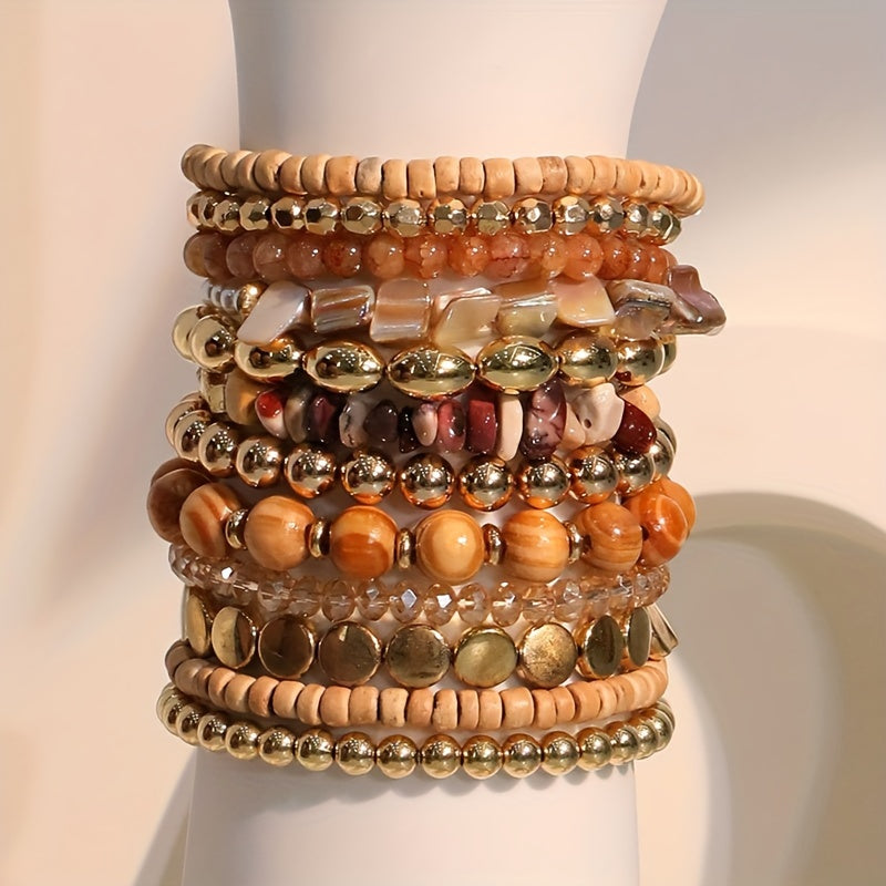 12pcs/set Boho Beach Bracelet Set European And American Fashion Handmade Bracelet Set For Women