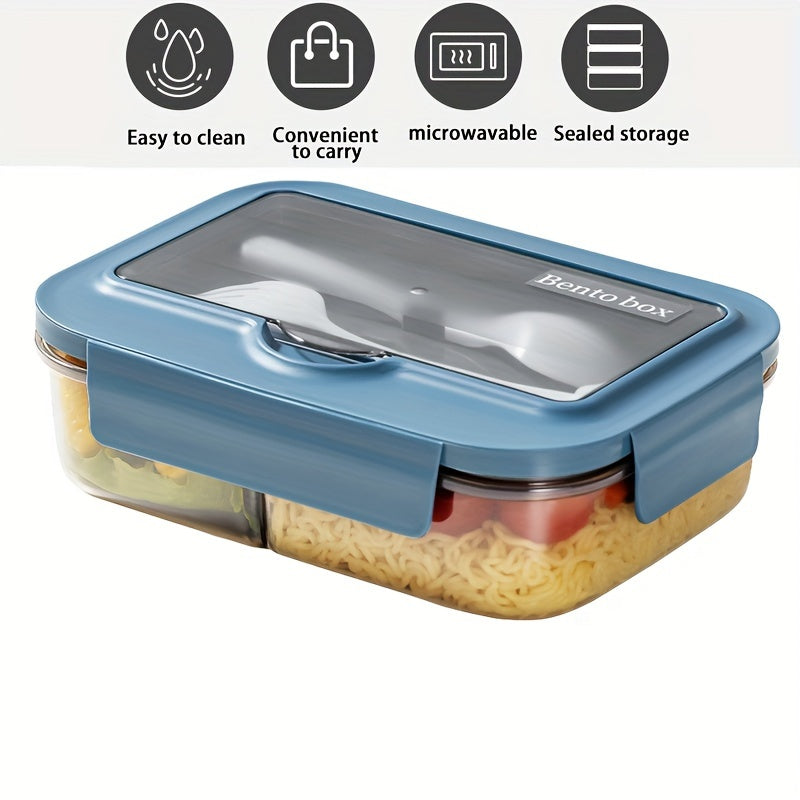 1pc, Double-Layer Leak-Proof Lunch Box with Microwave Safe, Large Capacity, Portable for Work & School - Fresh-keeping & Nutritional Sub-packaging