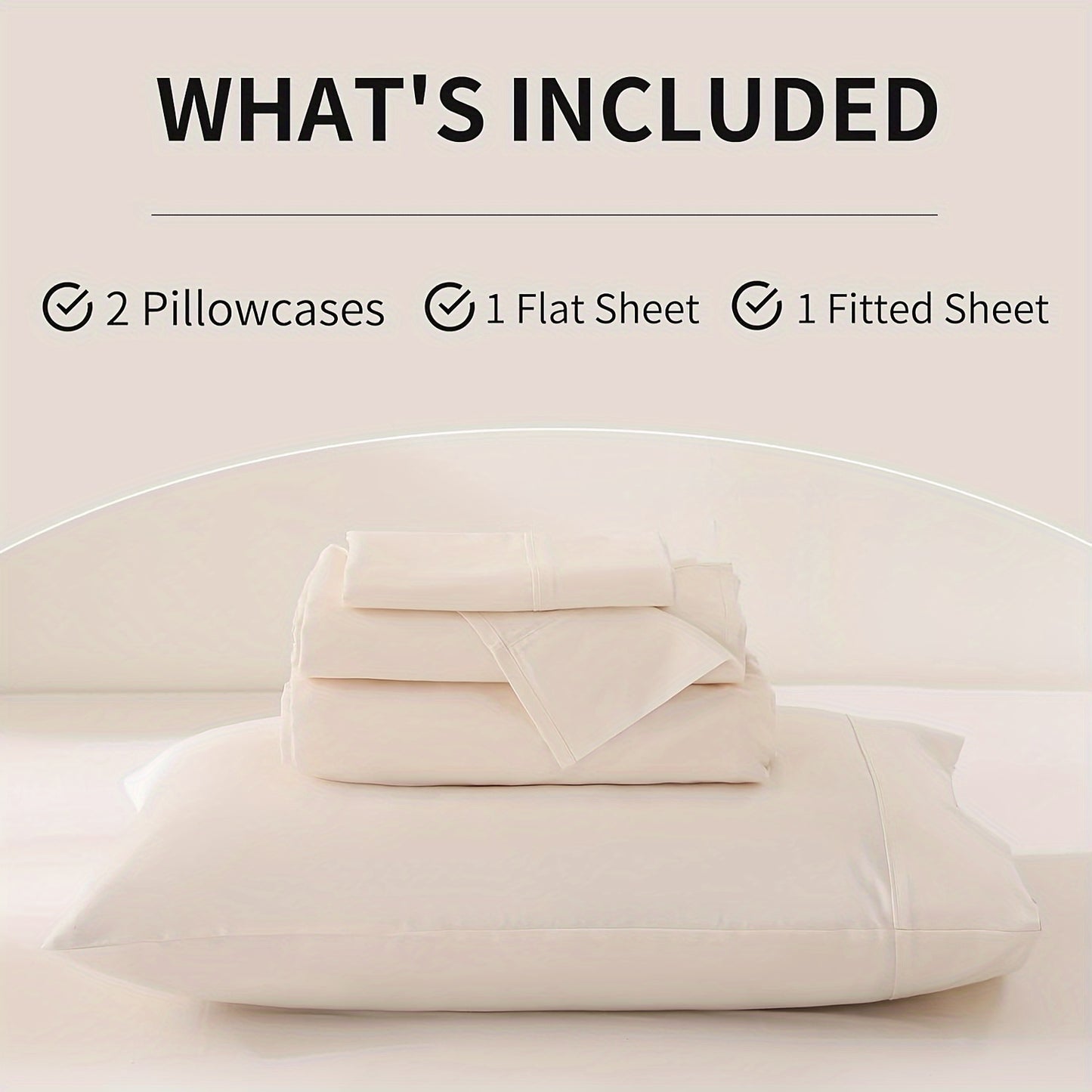 Queen Size 4 Piece Comfortable 100% Cotton Sheet Set with 16 Inches Deep Pocket Breathable Sheets Lightweight Super Soft Easy Care Sheet & Pillowcase Sets-Beige