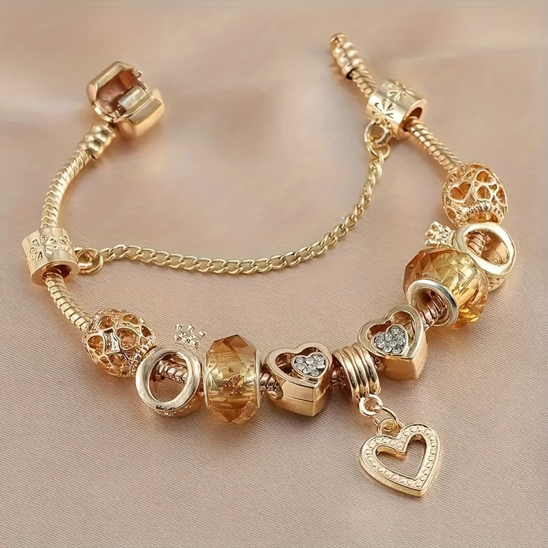 Delicate Charm Pendant Bracelet With Cubic Zirconia - 3 Sizes
