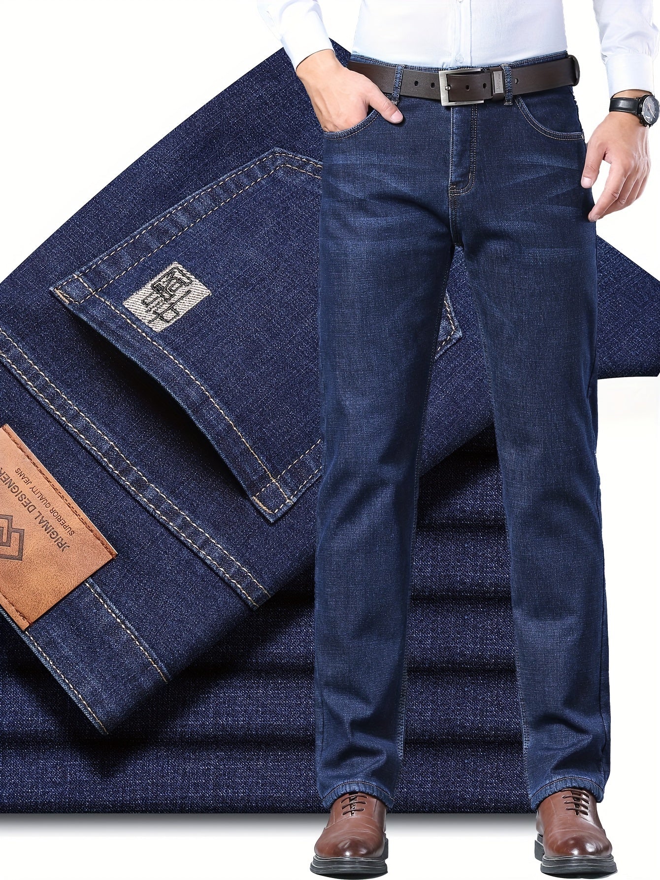 Men's Business Casual Cotton Jeans, Stylish Comfy Versatile Trousers