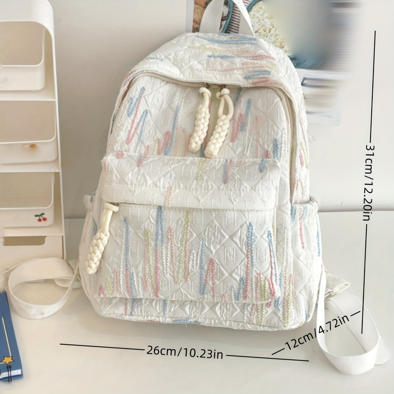 Chic Nylon Backpack for Women - Waterproof, Durable School & Travel Bag with Practical Pockets, Ideal for Teens & College Students