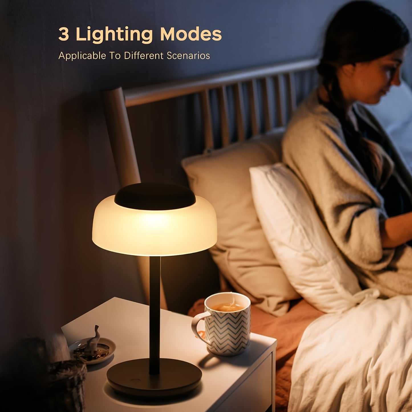 QiMH Lux Battery Operated LED Table Lamp, 2 Pack 5000mAh Cordless Desk Lamp With 3 Level Brightness Touch Control, Mini Rechargeable Night Light For Living Room, Bedroom, Dorm, Outdoor Bar