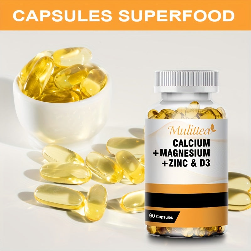 2packs, Mulittea Calcium Magnesium Zinc And Vitamin D3 Capsules, 120 Capsule
