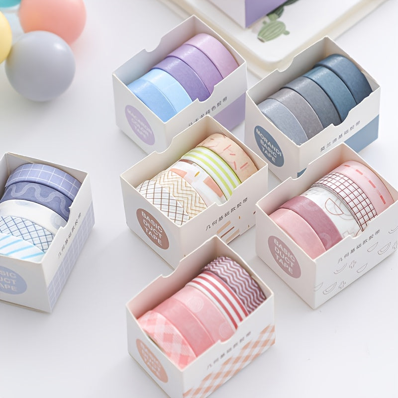 Imoda 5 Rolls Thin Wahi Tape Set Decorative Masking Tape For Journaling, DIY, Crafts, Scrapbooking 10mm (0.4 Inch) Wide 2 Meters Long Crafts