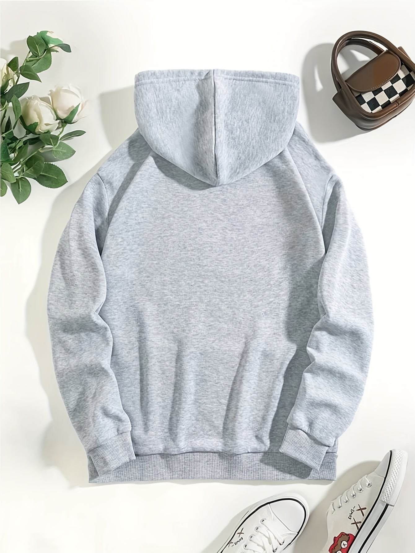 Women's Letter Print Drawstring Hoodie, Casual Fleece Sweatshirt for Winter & Fall