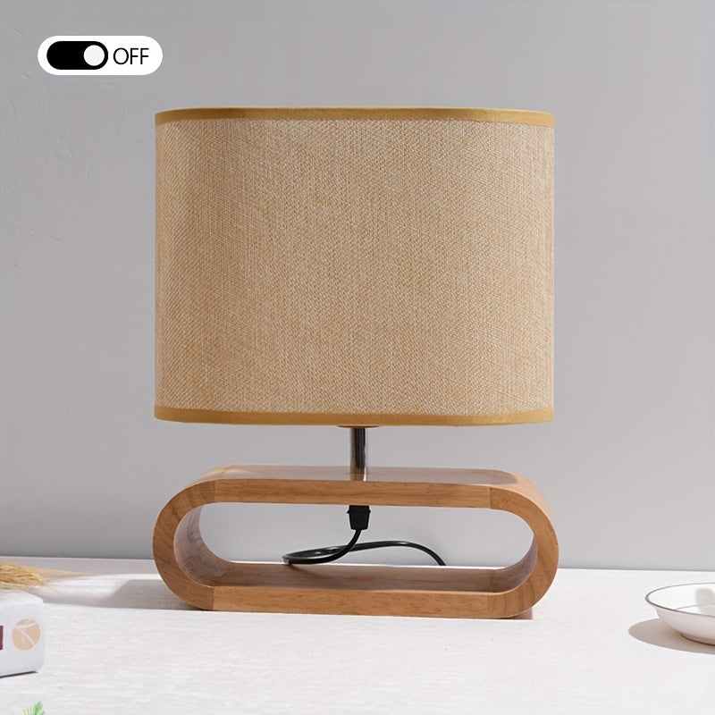 LED Bedside Lamp Modern Japanese Woodland Nordic Solid Wood Style Eye Care LED Romantic Linen Fabric Adjustable Brightness Reading Unique American Wood Decor Ideal Bedroom Study Accent Lighting