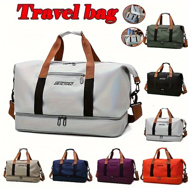 Large Capacity Travel Duffel Bag, Lightweight, Zipper Closure, Shoulder Strap