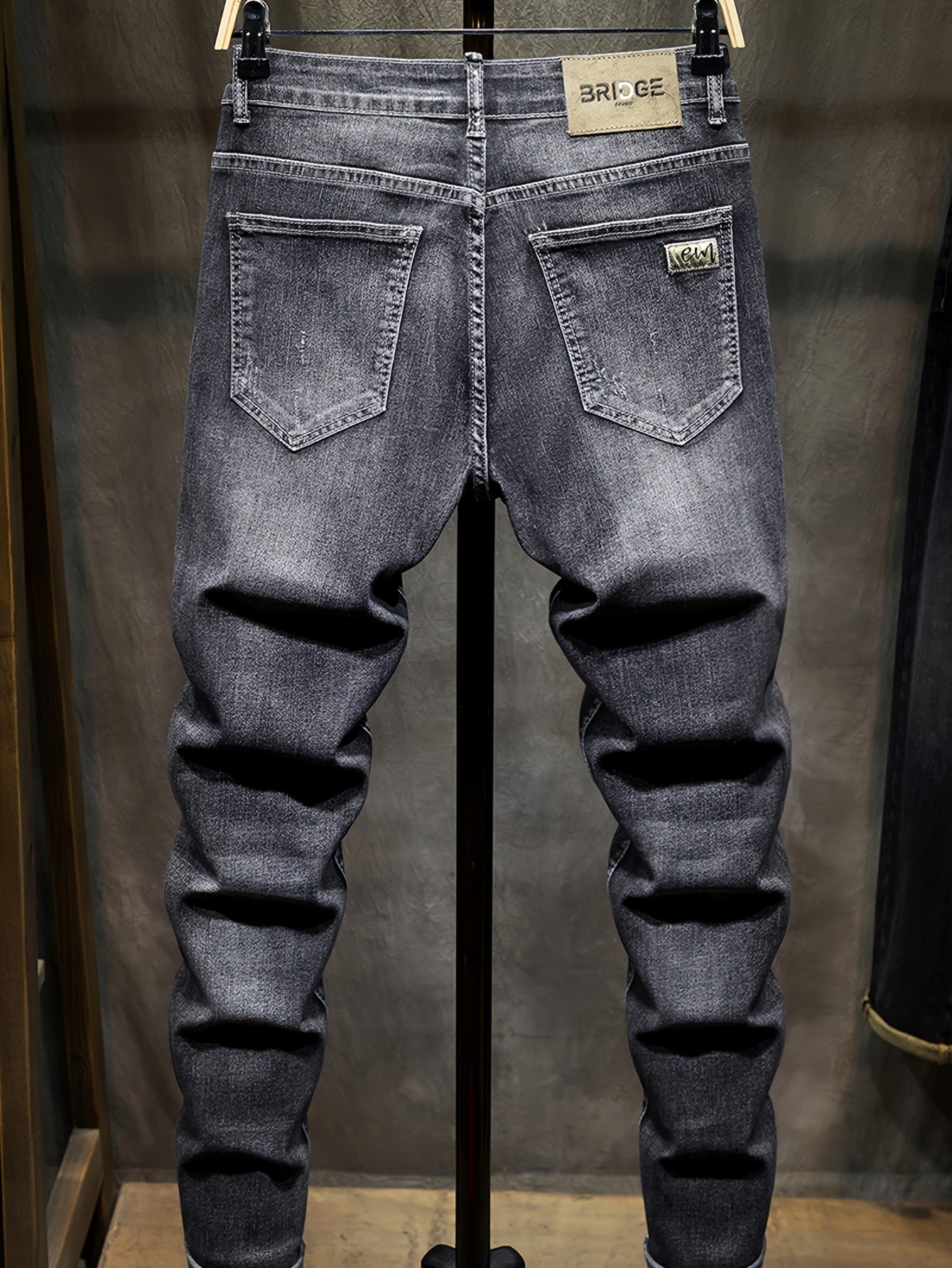 Men's Slim Fit Trendy Jeans, Casual Street Style Denim Pants
