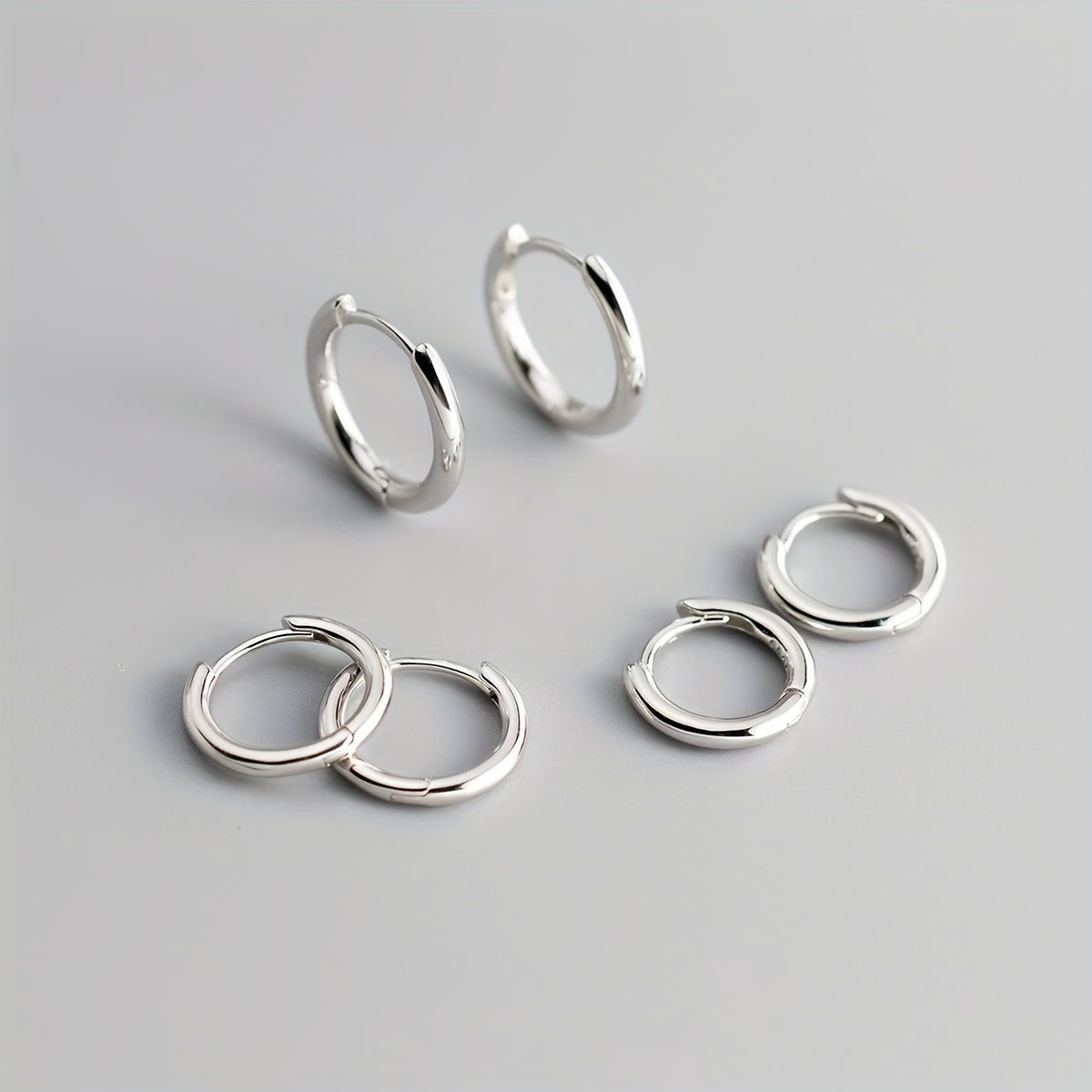 Simple Style Stainless Steel Hoop Earrings Set, 6PCS/3 Pairs, 18K Gold Plated Hinged Segment Ring, Hypoallergenic Lightweight Unisex Jewelry, No Mosaic for Men and Women