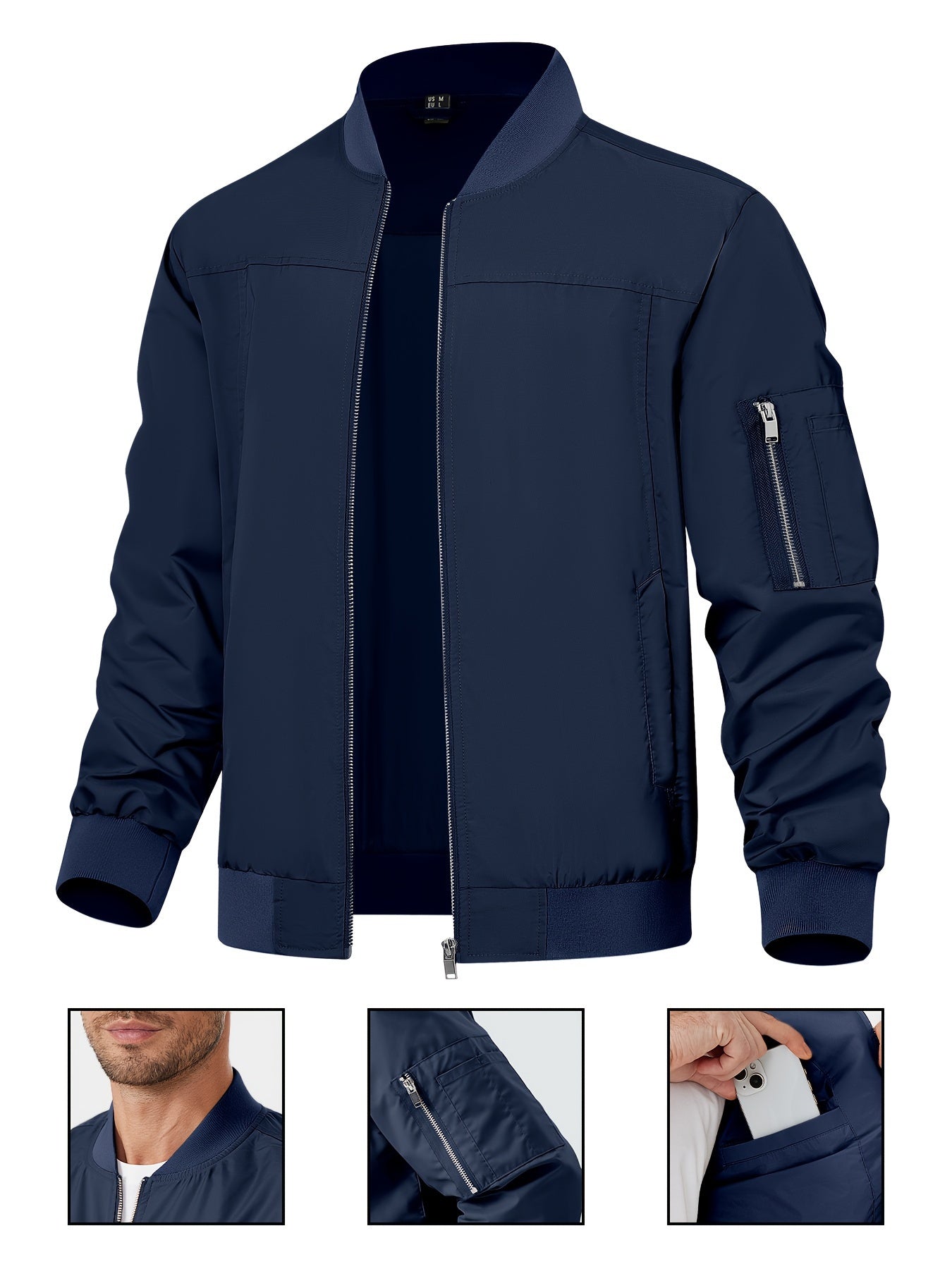 Men's Bomber Lightweight Casual Jacket With Pockets