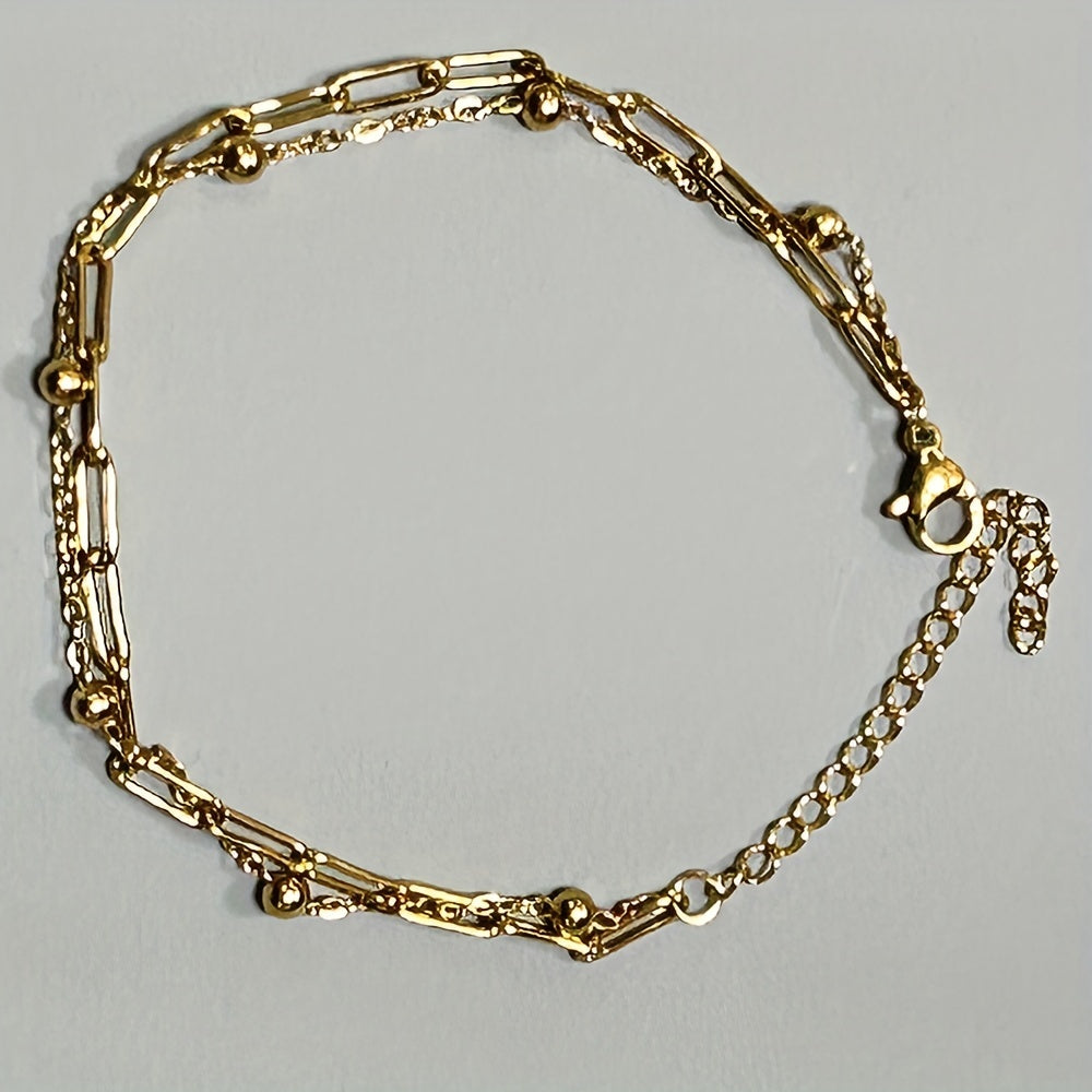 Dainty Chain Bracelet 18K Gold Plated Stainless Steel Hand Chain Jewelry All-Match Stackable Jewelry