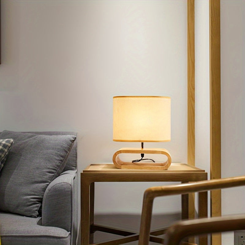 LED Bedside Lamp Modern Japanese Woodland Nordic Solid Wood Style Eye Care LED Romantic Linen Fabric Adjustable Brightness Reading Unique American Wood Decor Ideal Bedroom Study Accent Lighting