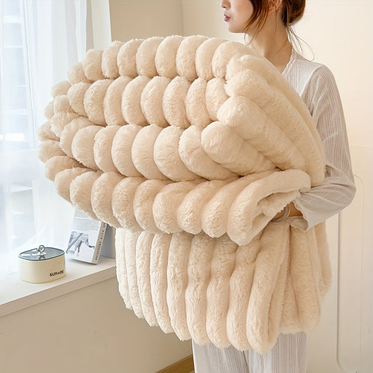 Luxury Faux Rabbit Fur Throw Blanket - Soft, Warm & Cozy for Couch, Bed, Office, and Travel - Versatile All-Season Gift, Christmas present, Great Gift Idea in various colors