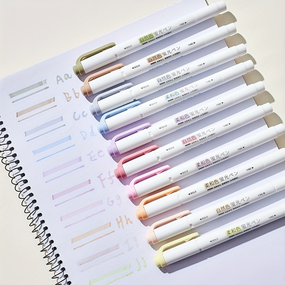 5pcs Dual-Tip Morandi Pastel Highlighters - Eye-Friendly, Waterproof Markers for Notes & Artwork, Medium Point, Ideal for Students, Hobby, Craft
