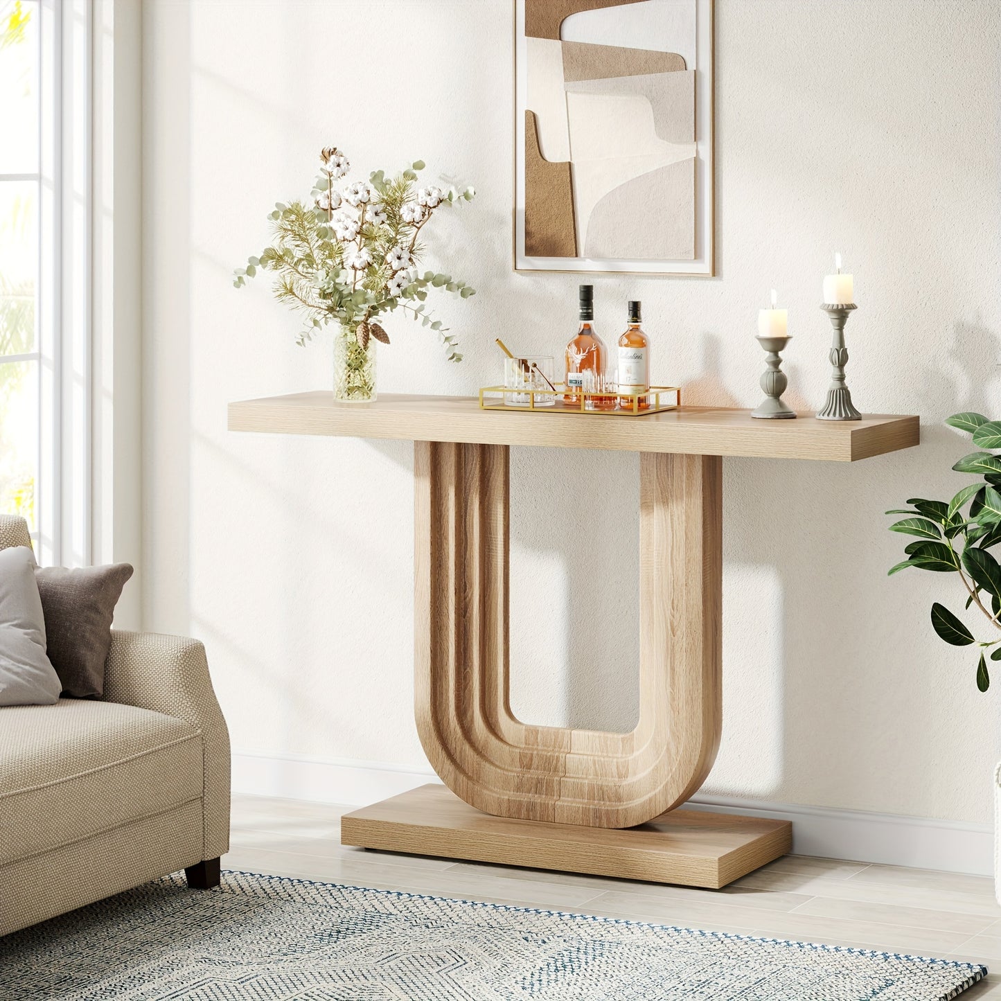 Geometric Farmhouse Entryway Table with Narrow Sofa Table, 39 Inch Hall Table for Living Room, Entryway, Office and Hallway Decor