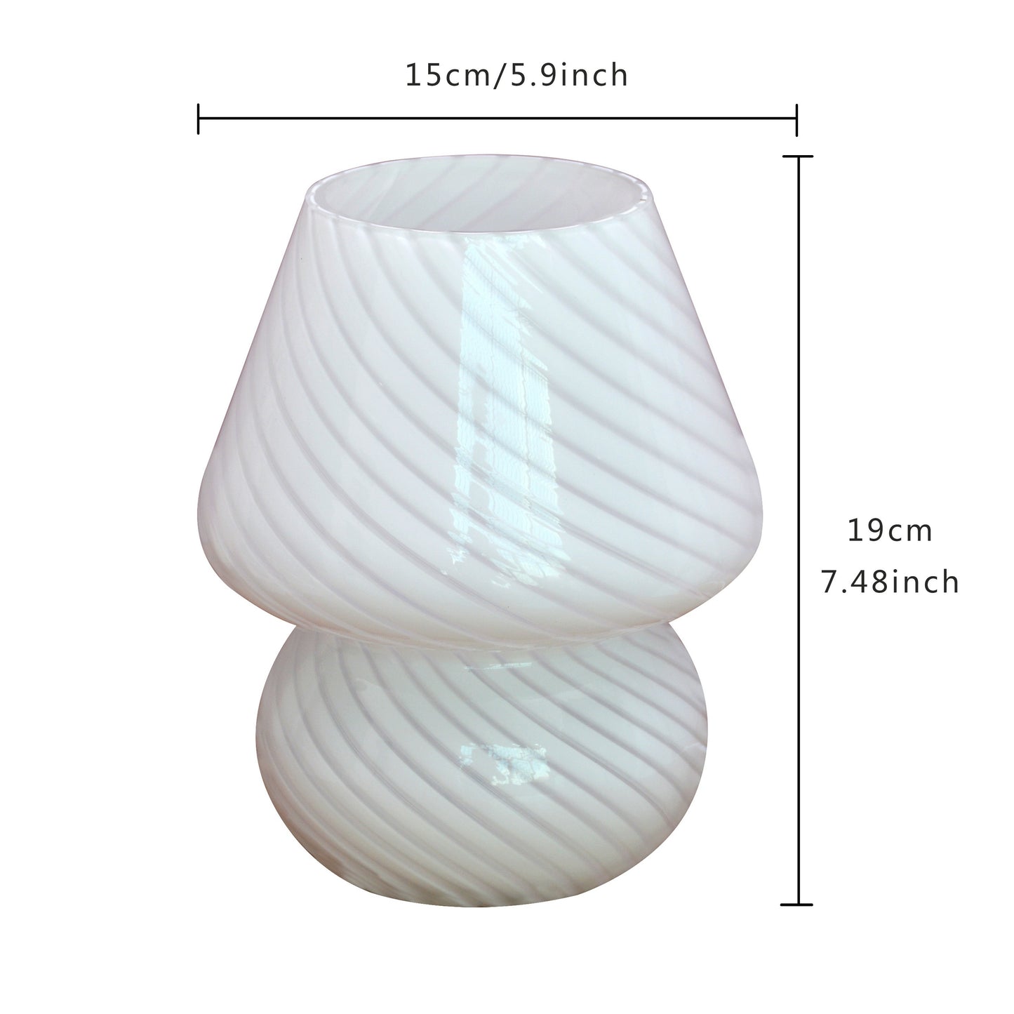 1pc Vintage Murano Striped Glass Mushroom Table Lamp, Classic Style Night Light for Bedroom, Office, Entryway, Dorm, Gift