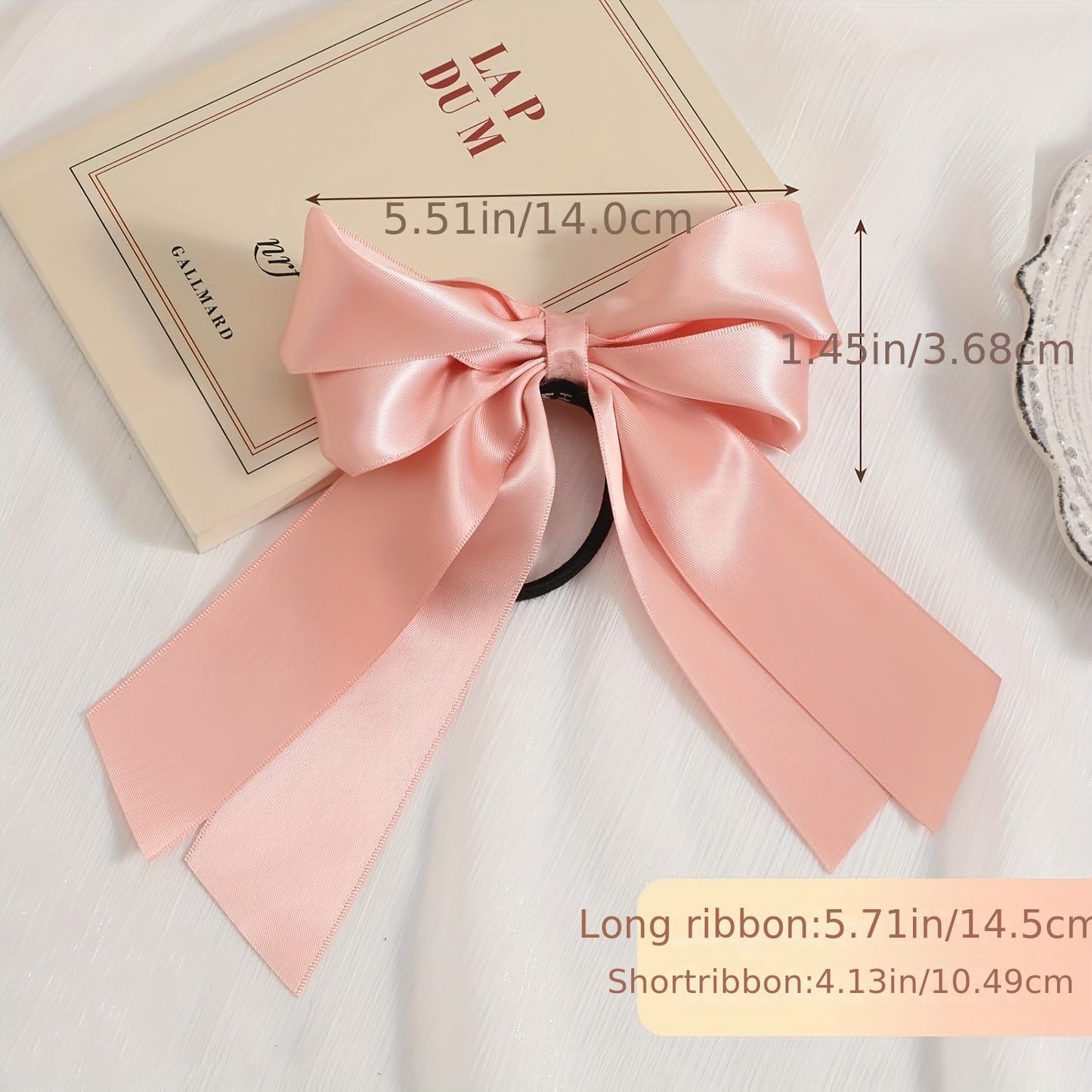 Satin Hair Scrunchies with Bow for Women, 6PCS Hair Ties Set, Dressy Elastic Bow-knot Hair Bands for Girls Over 15 Years, Premium Polyester Ribbon Scrunchies, Long Tail Hair Bow Accessories for Thick and Thin Hair