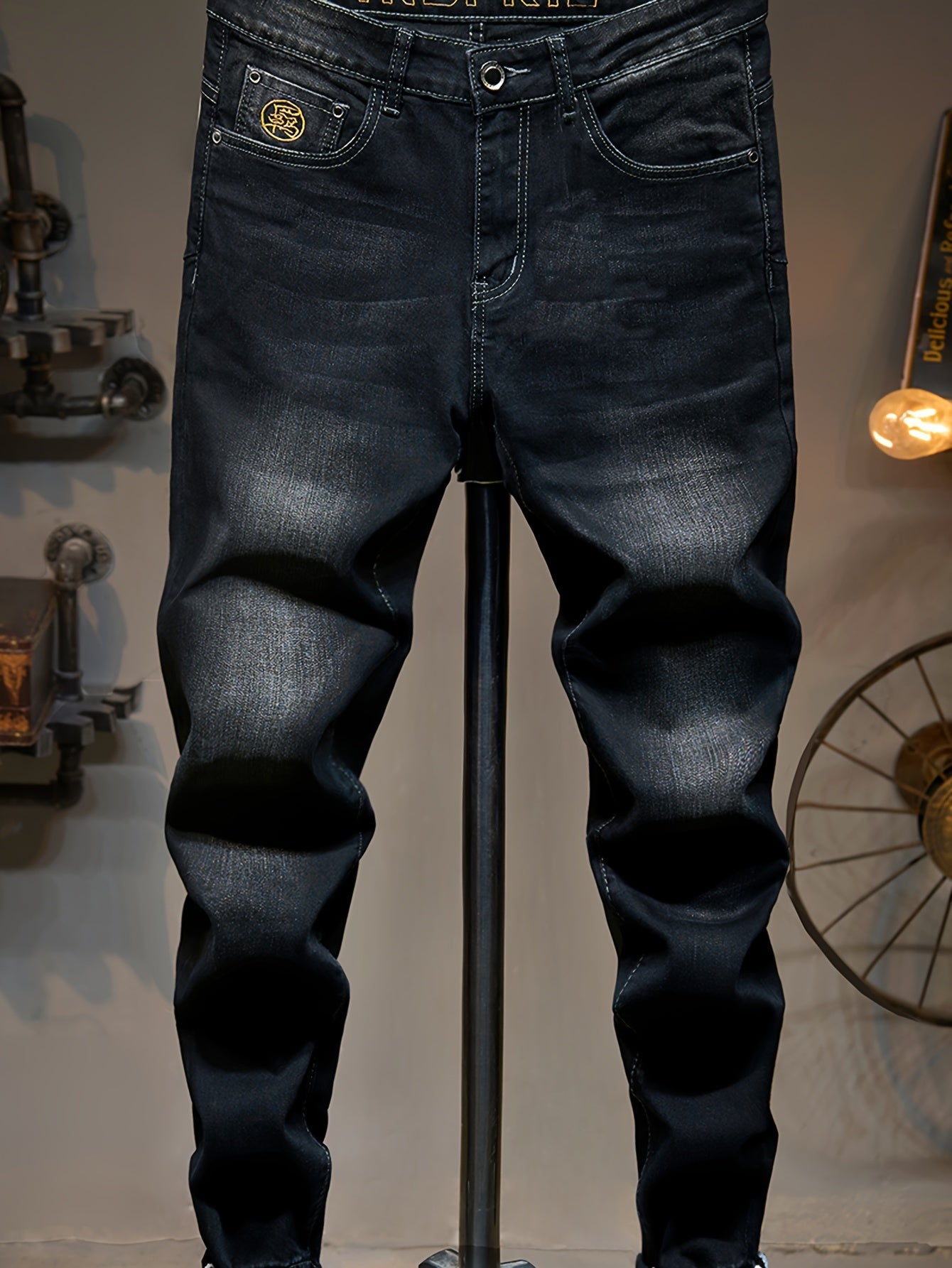 Men's Casual Slim Fit Jeans, Chic Street Style Stretch Denim Pants