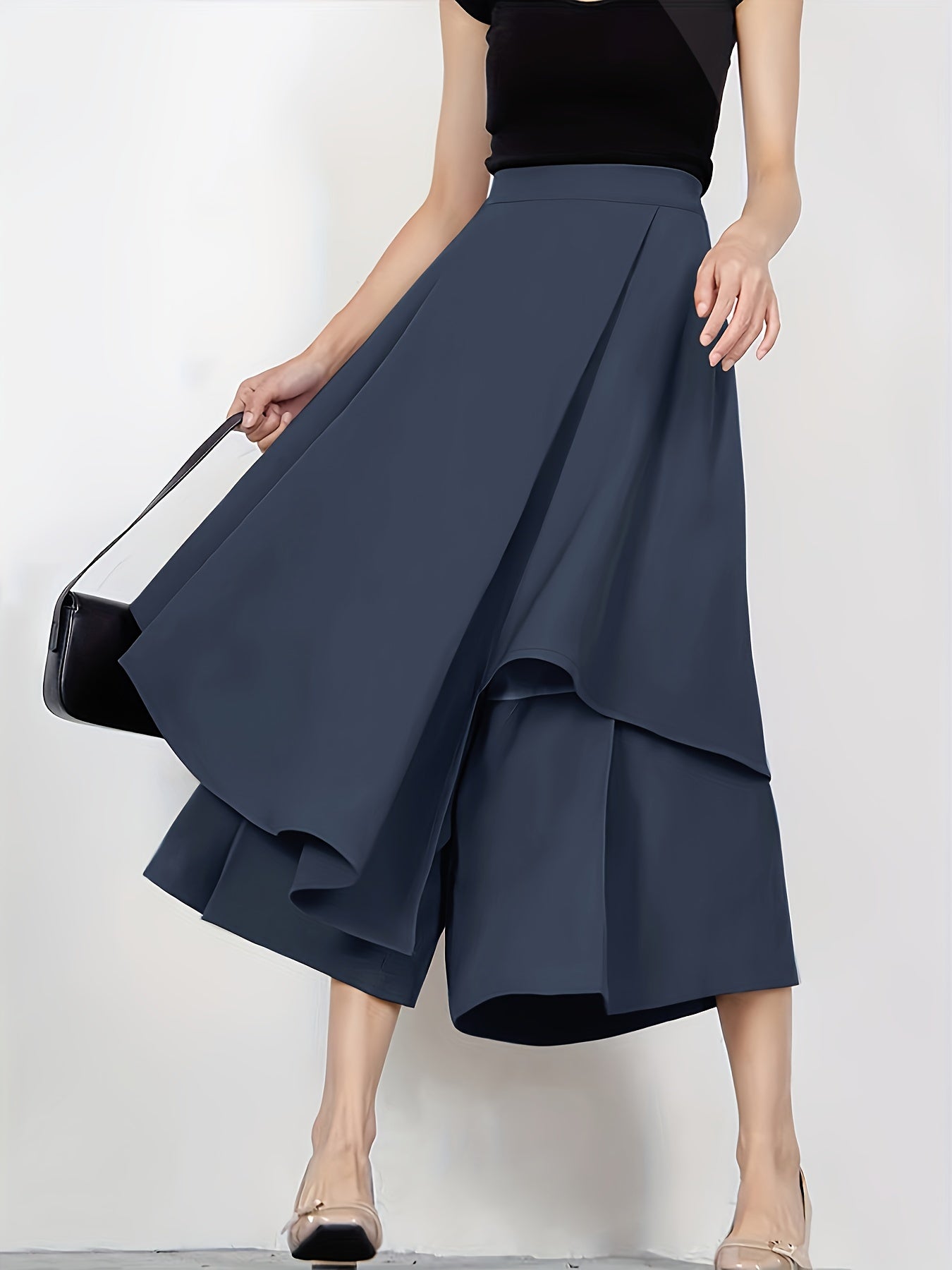 Asymmetrical Hem High Waist Skirt, Elegant Loose Skirt For Spring & Summer, Women's Clothing