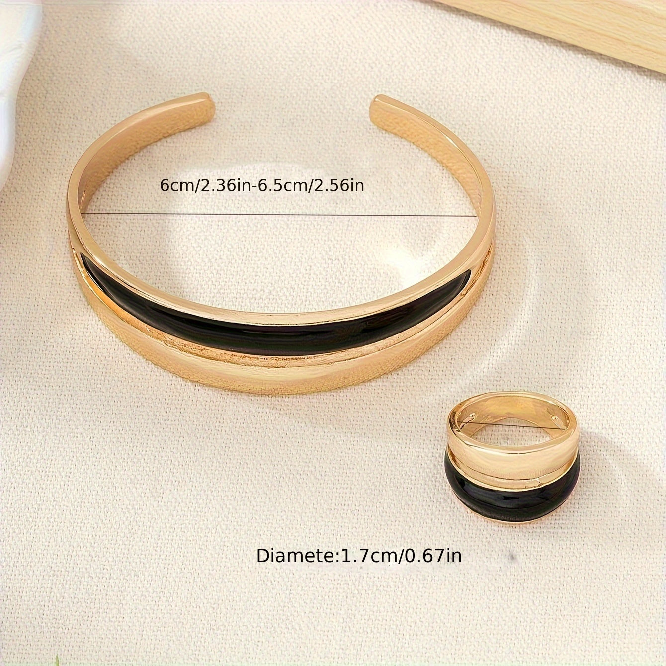 2 Pc Ring +Bracelet Set With Colorful Enamel Design