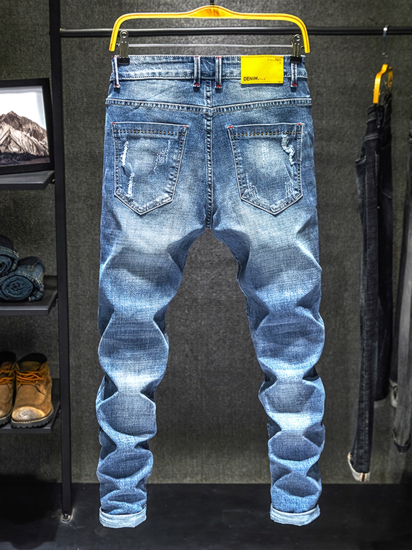 Men's Stylish Stretch Denim Jeans - Streetwear Chic Regular Fit