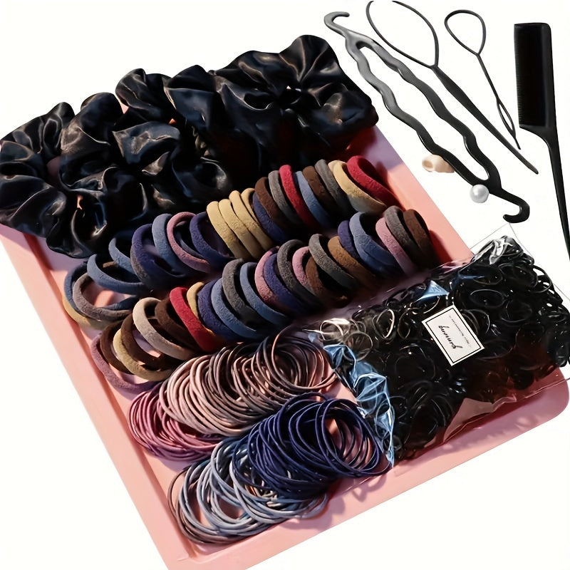 Beautiful Headband color Set, Various Elastic Headbands, Beautiful Large Intestine Headbands, Disposable Rubber Bands, And Complimentary Comb Tools