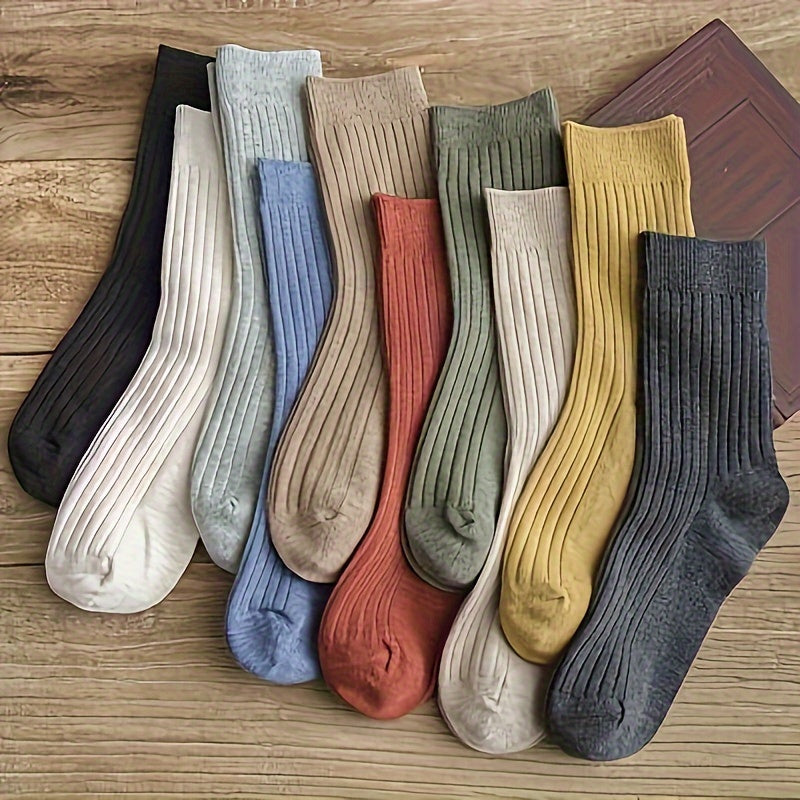10 Pairs Of Simple Solid Socks, Soft And Comfortable All-matching Tube Socks, Ladies Stockings And Socks