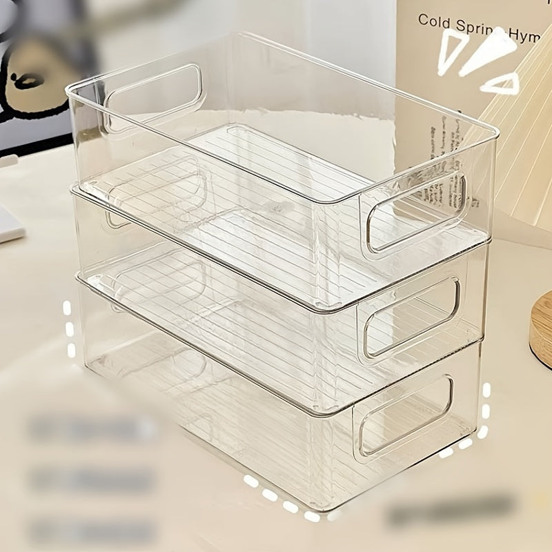1pc Transparent Acrylic Desktop Storage Box: Portable Organizer for Cosmetics, Stationery, and Sundries