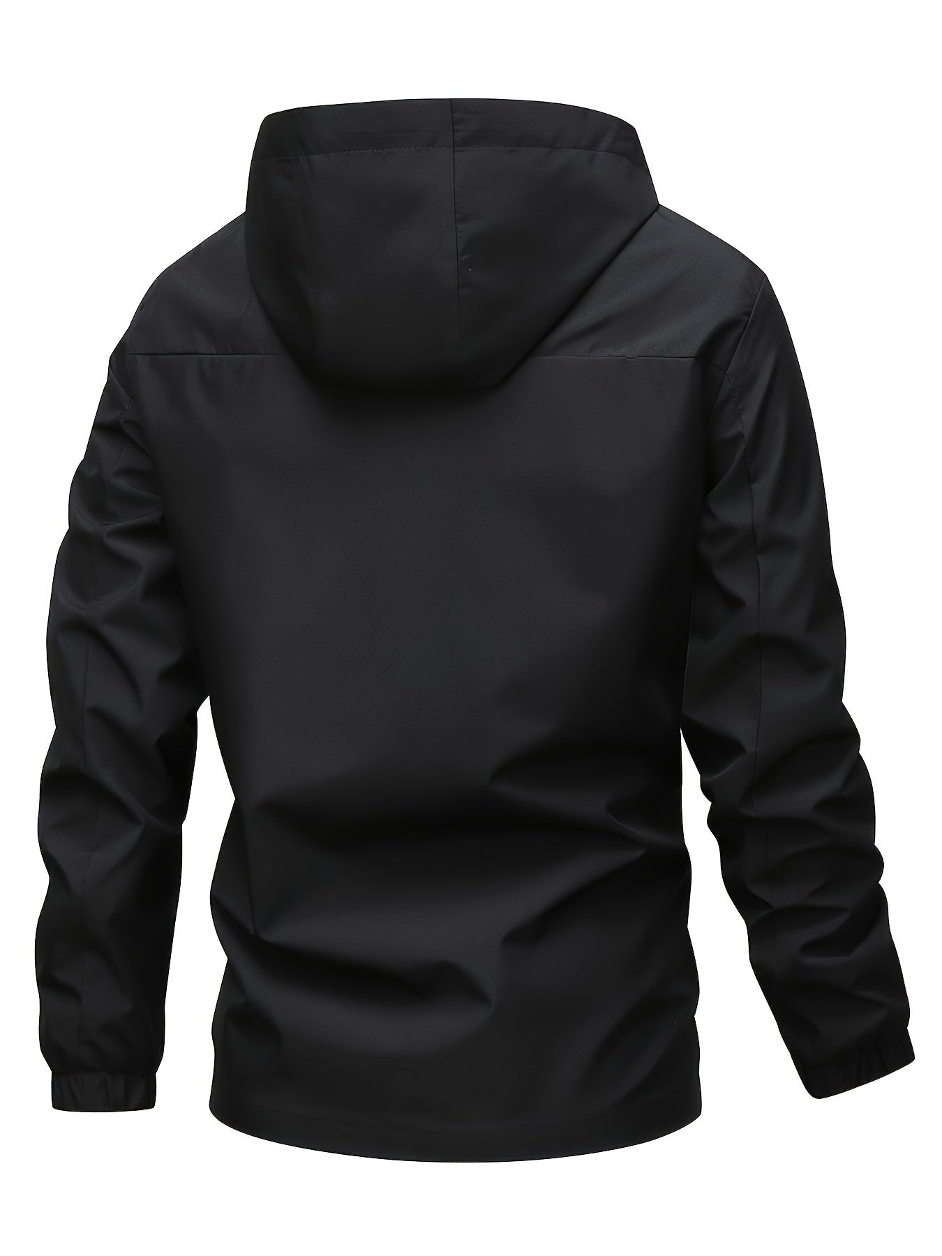 Men's Waterproof Hooded Jacket - Casual Outdoor Windbreaker with Zipper Pockets, Machine Washable