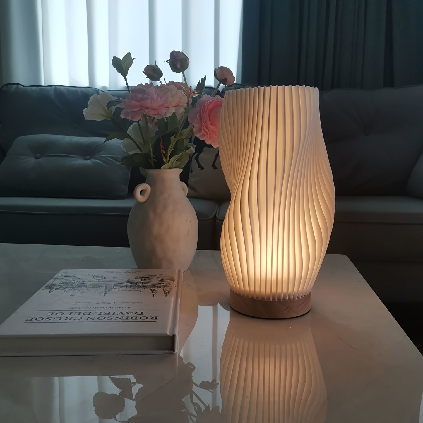 1 Pack 100 Pleated Decorative Desk Lamp, Nordic Niche Art Log Bedroom Japanese Bedside Lamp, Homestay 3D Atmosphere Lamp