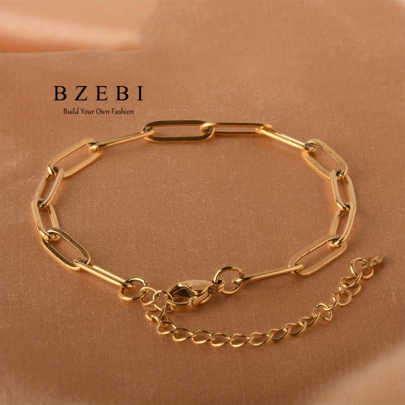 18K Gold Plated Link Chain Bracelet Hip Hop Style Elegant Titanium Steel Hand Jewelry Decoration