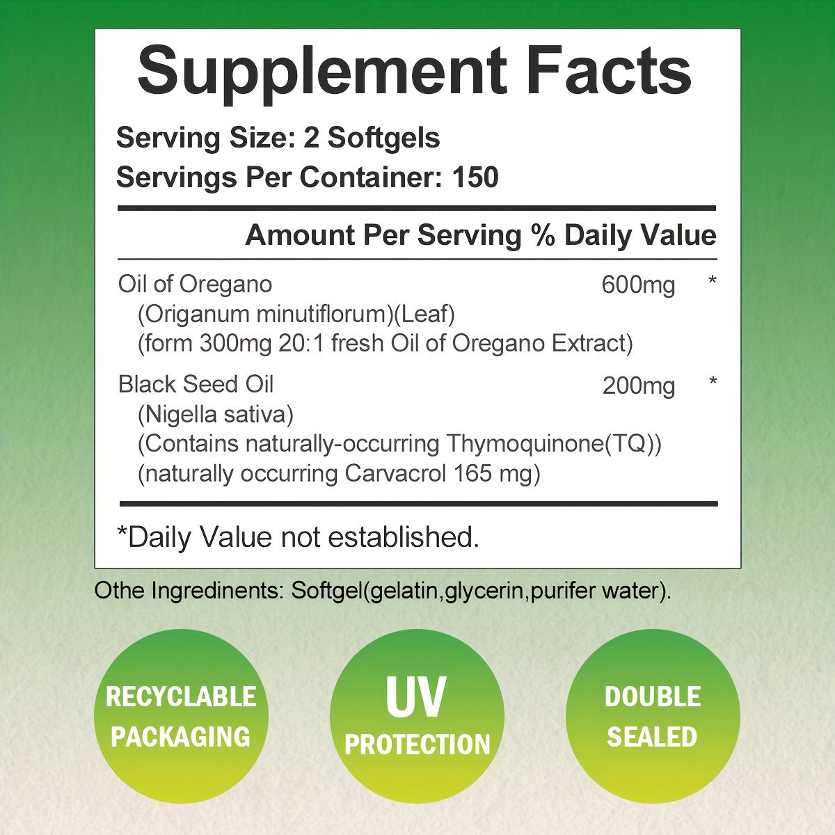 300 Counts Micro Ingredients Oregano Oil Softgels 6000mg Per Serving, 2 In 1 Formulated With Black Seed Oil, Your Wellness Routine