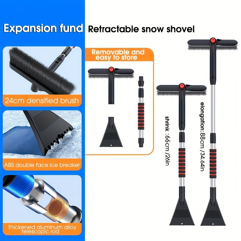 Retractable Snow Brush with Forklift Window Defrosting, Car Snow Plow for Winter Snow Clearing and Snow Removal