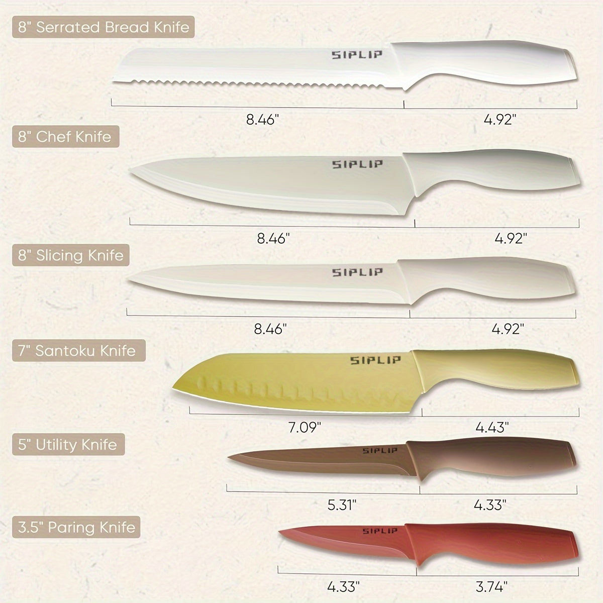 Ultimate 6 Piece High Carbon Stainless Steel Sharp Knife Set, Kitchen Knife Set With Chef's Knife, Bread Knife, Slicing Knife All In One - The Perfect Gift For Your Family