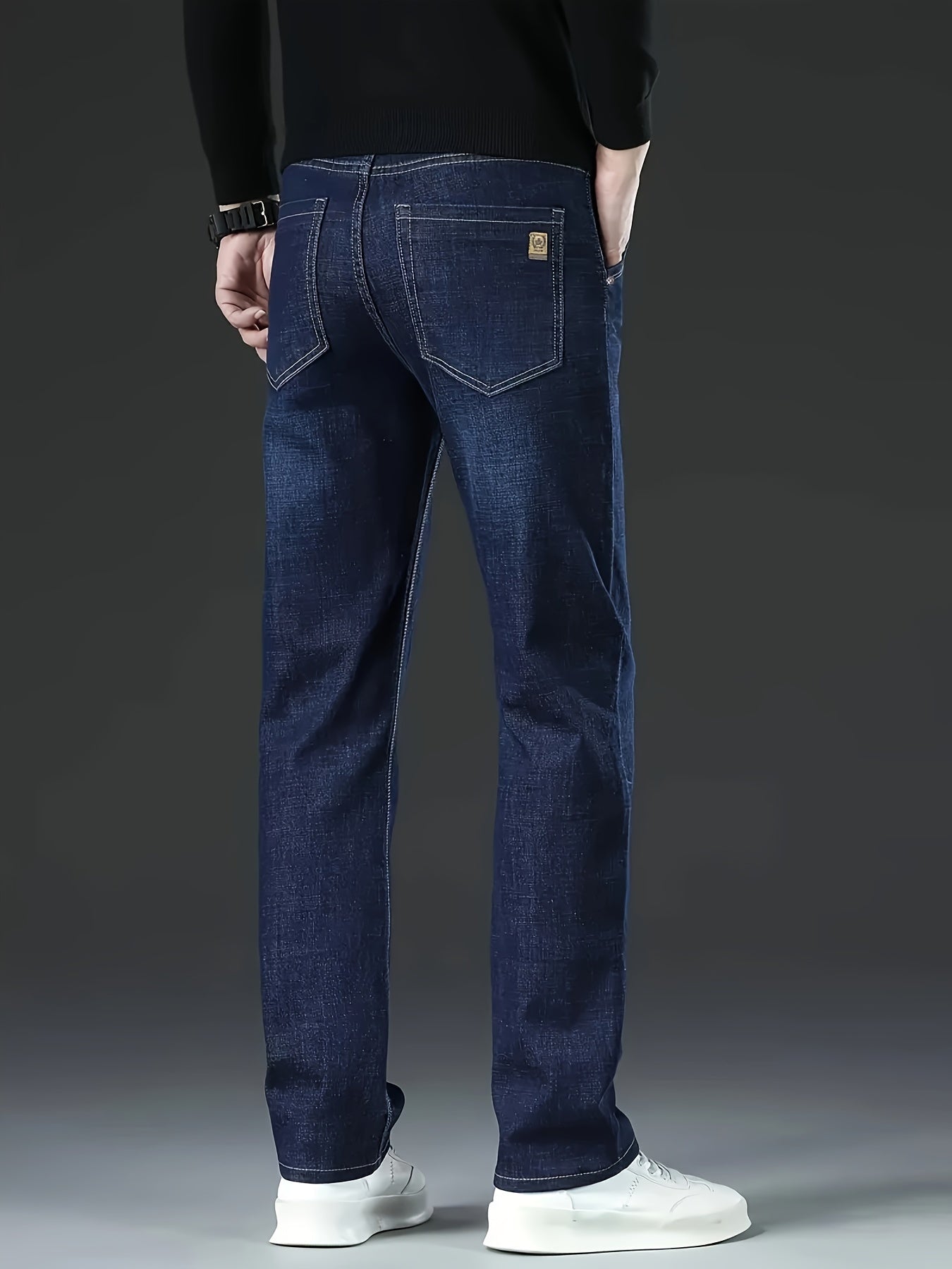 Men's Classic Stretch Denim Jeans - Versatile & Stylish, Comfort Fit Straight-Leg Pants in Deep Blue | Cotton Blend, Machine Washable | Perfect for All Seasons