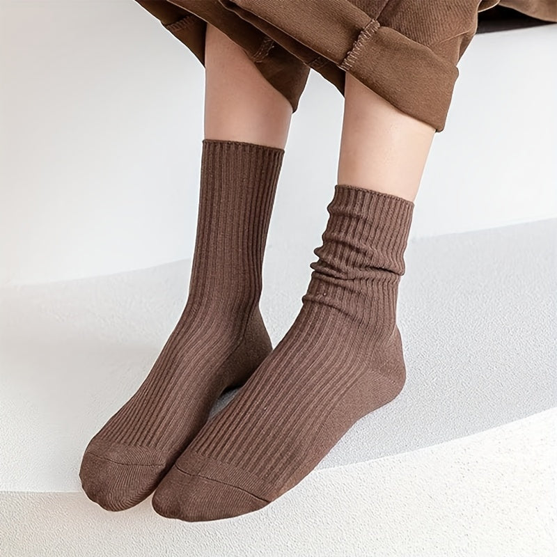1 Pair, Autumn And Winter Style Mid-Tube Cotton Socks, Comfortable And Soft, Available in 6 Colors