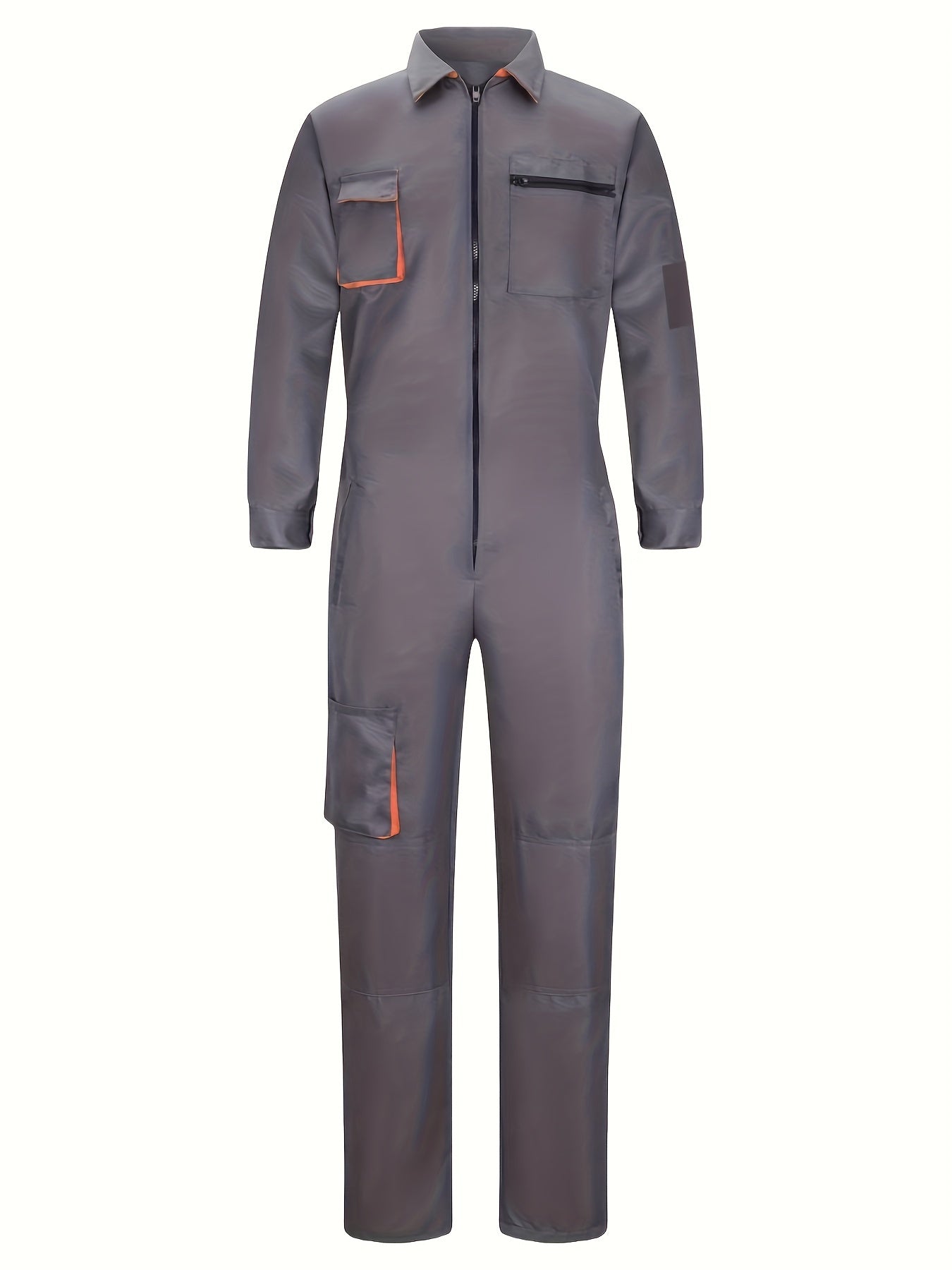 Durable Fashionable Men's Solid Work Overalls with Multi Pockets, Casual Jumpsuit for Outdoor Work