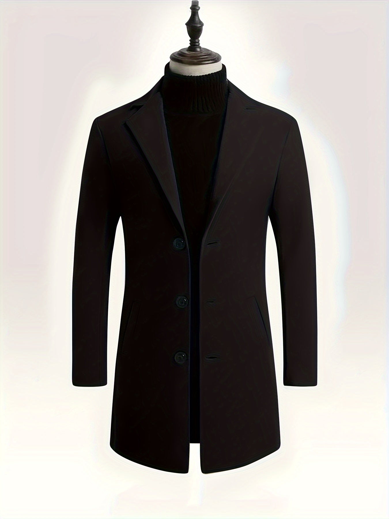 Men's Classic Windbreaker - Soft & Warm Pea Coat with Single-Breasted Buttons, Casual Lapel Collar for Fall/Winter