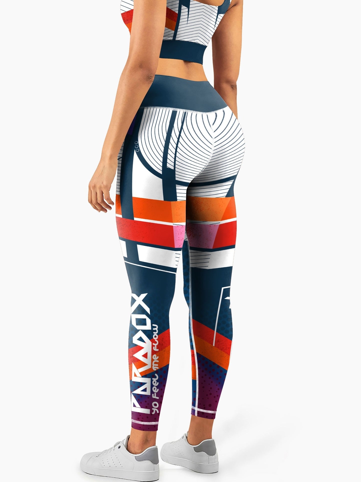 Women's Stylish 2 Pc High-waisted Elastic Color-block Yoga Sports Set