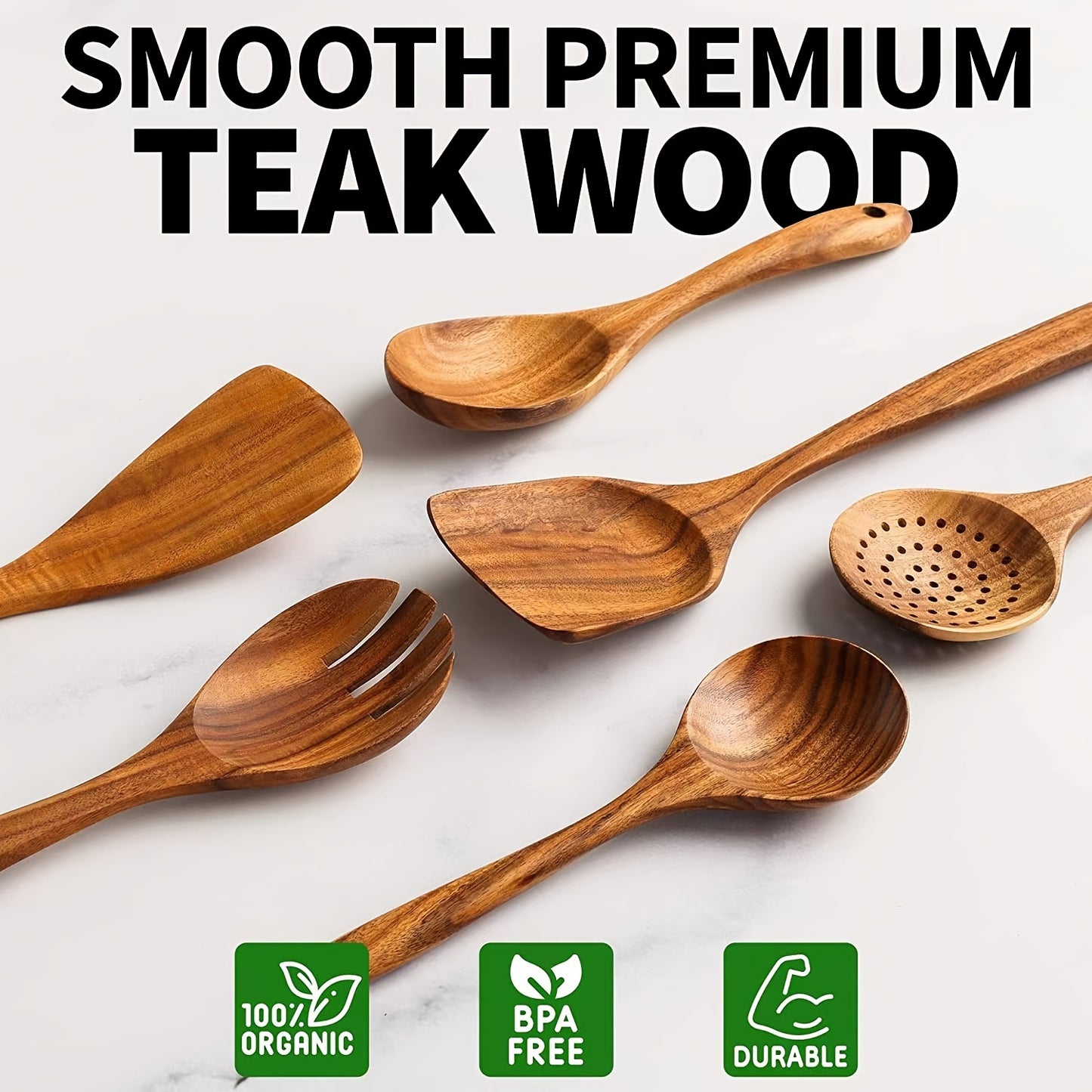 2/6pcs Wooden Easy clean Cooking Spoons, Smooth Teak Wooden Cooking Utensils, Soft And Comfortable Cooking Wooden Spoons, Non Stick Wooden Cooking Utensils, Wooden Spoons Set
