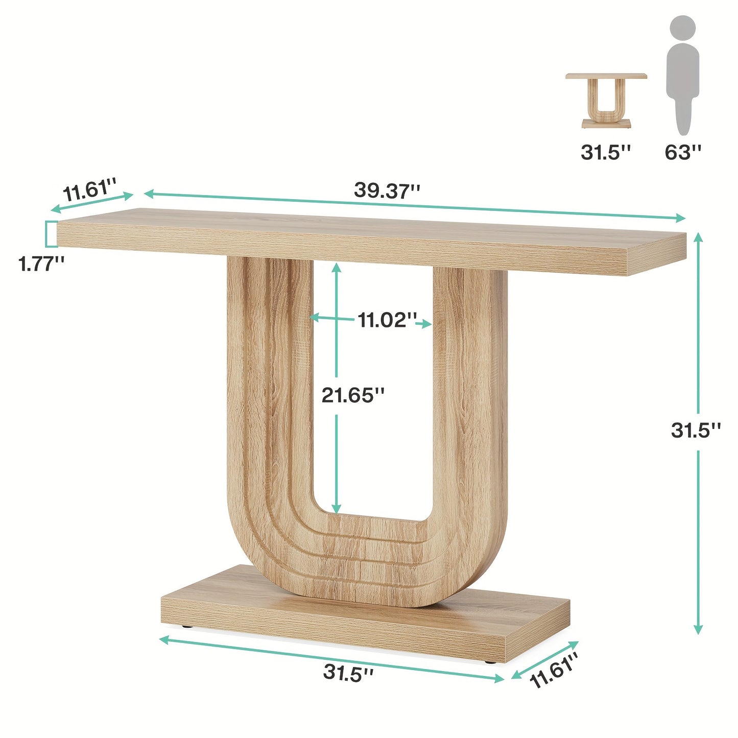 Geometric Farmhouse Entryway Table with Narrow Sofa Table, 39 Inch Hall Table for Living Room, Entryway, Office and Hallway Decor