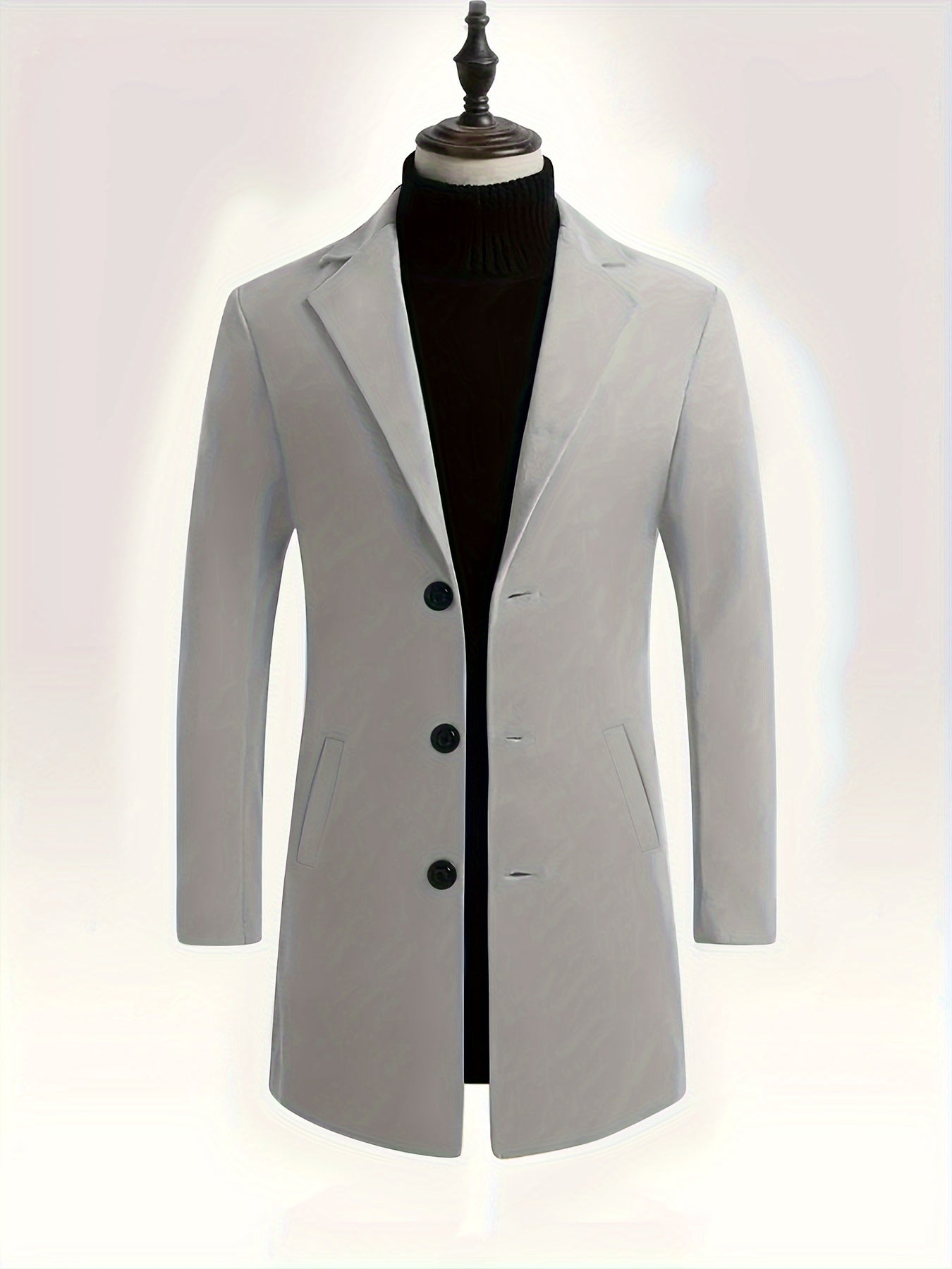 Men's Classic Windbreaker - Soft & Warm Pea Coat with Single-Breasted Buttons, Casual Lapel Collar for Fall/Winter